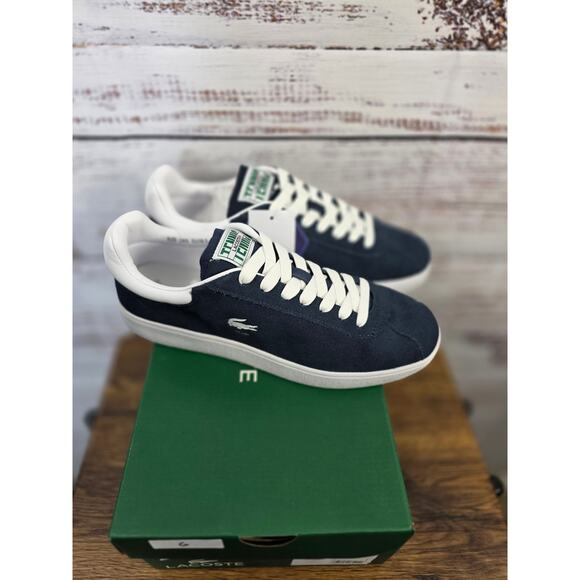 Lacoste women's baseshot leather navy blue sneakers size 7 - Picture 1 of 6